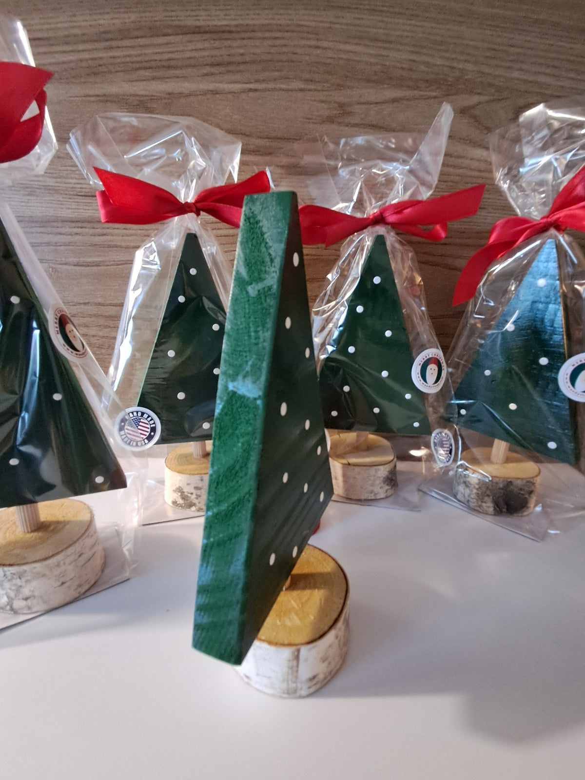 Small wooden Christmas tree, handcrafted holiday decoration